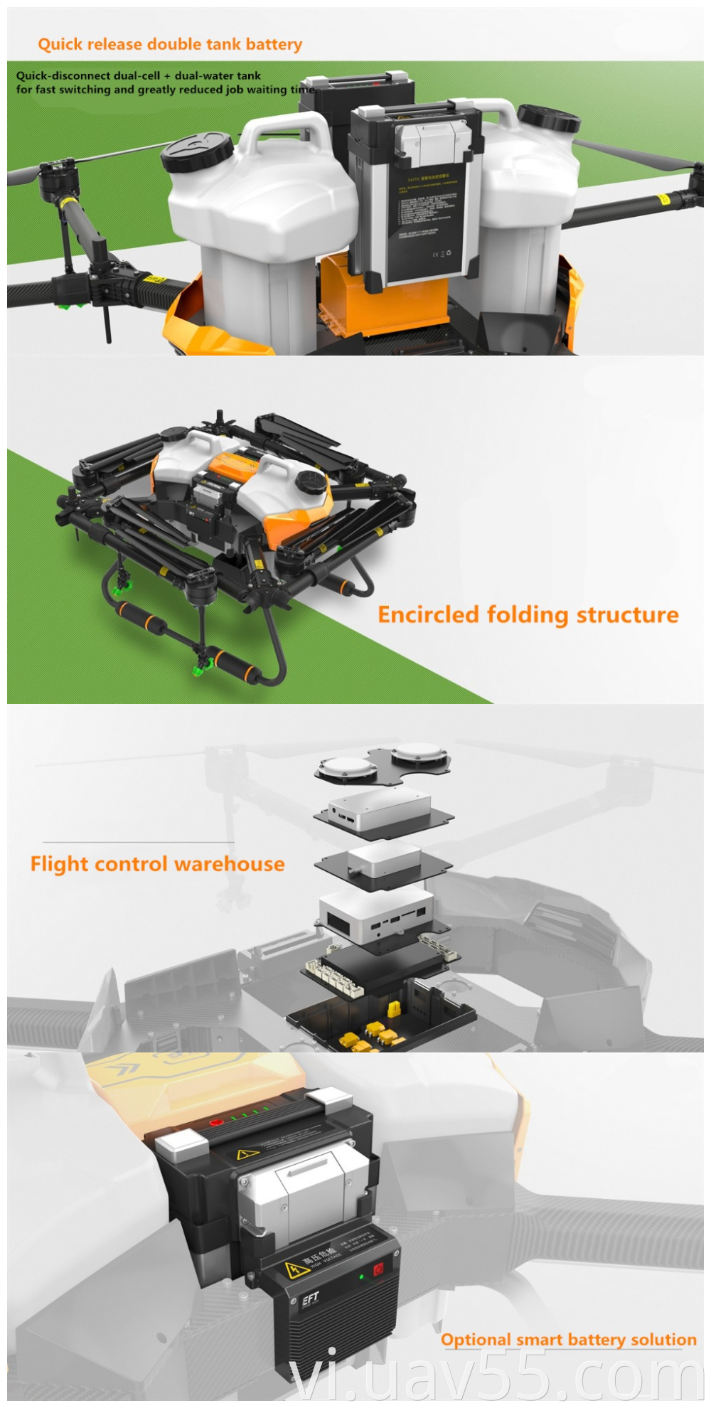 G20 Folding-Eight-Axis Quick Release Double Water Tank Frame